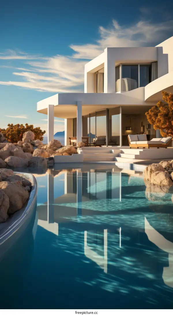 Modern luxury villa with infinity pool and stunning ocean views