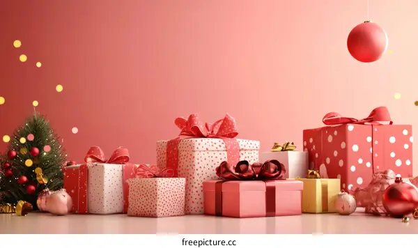 Christmas Gift Boxes Festive Scene