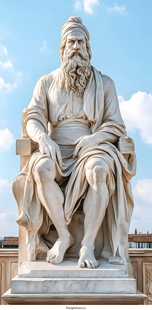 Marble Statue of a Man with a Beard