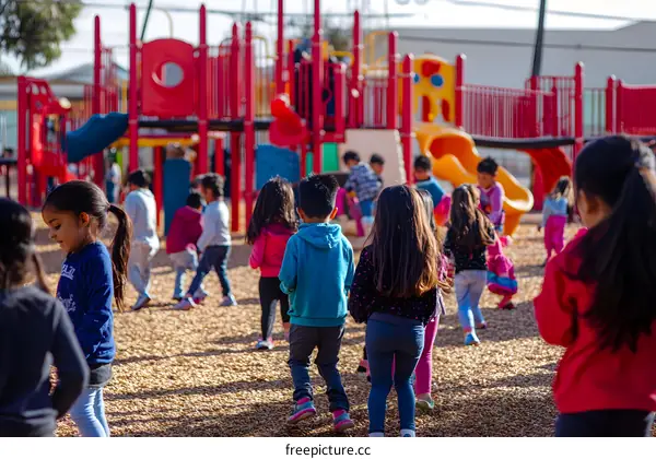 Group of Children Playing at a Playground