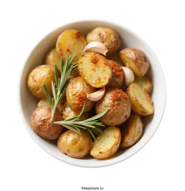 [Transparent Background PNG]Roasted baby potatoes with rosemary and garlic
