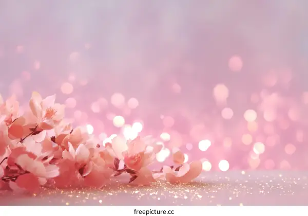 Delicate Pink Flowers on a Glittery Background