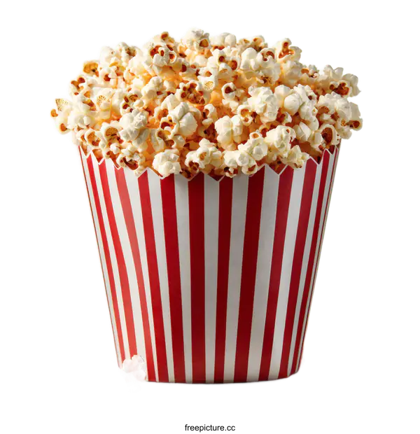 [Transparent Background PNG]Popcorn in a Red and White Striped Box