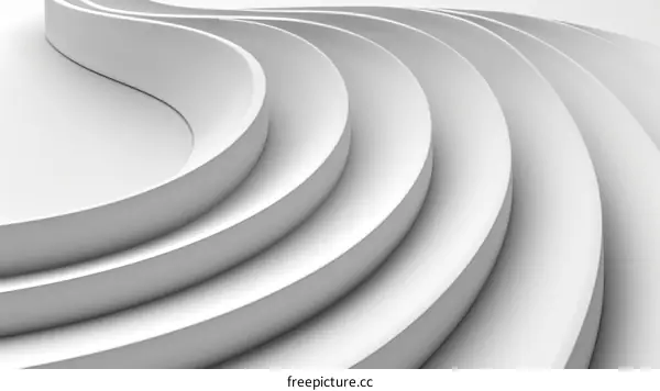 White abstract 3D rendering of a curved staircase