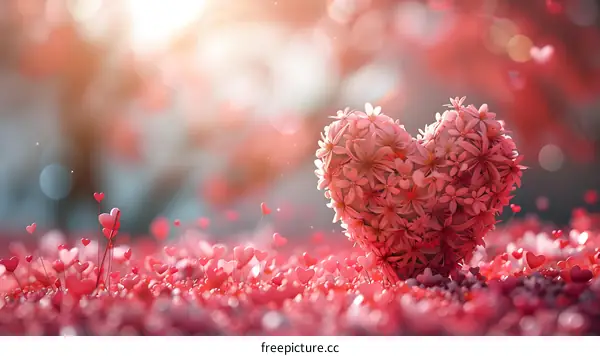 A heart made of pink flowers