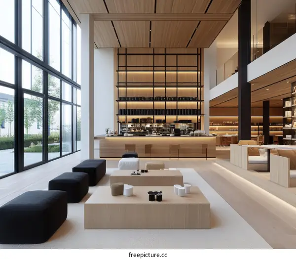 Modern Minimalist Japanese-Style Cafe Interior Design