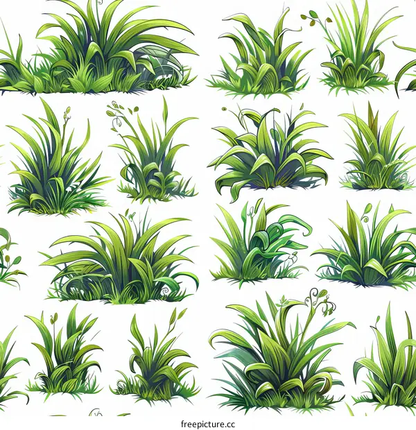 Diverse Grass Varieties: A Meadow of Textures and Colors