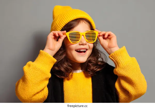 Smiling Girl in Yellow Fashionable Outfit