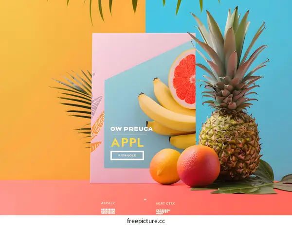 Tropical Fruits on a Colorful Background