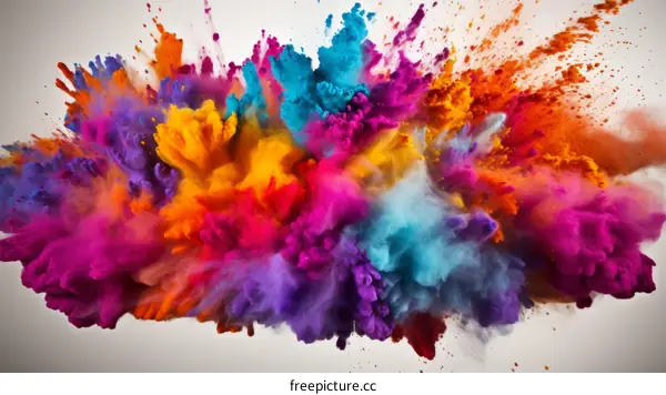 Colorful powder explosion on white background