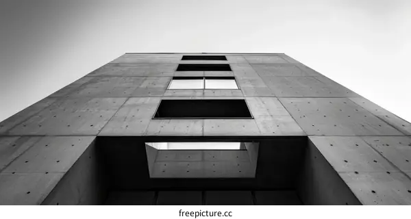 Geometric Window Pattern on Brutalist Architecture