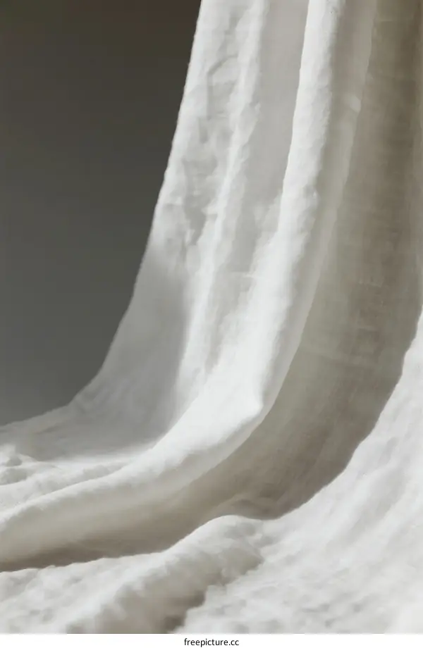Soft White Textile Fabric Flowing in Gentle Wind