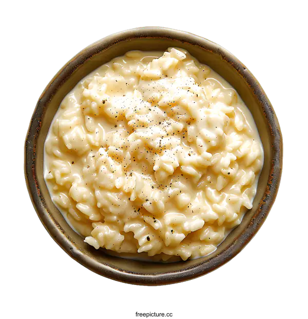 [Transparent Background PNG]Bowl of Creamy Risotto with Black Pepper