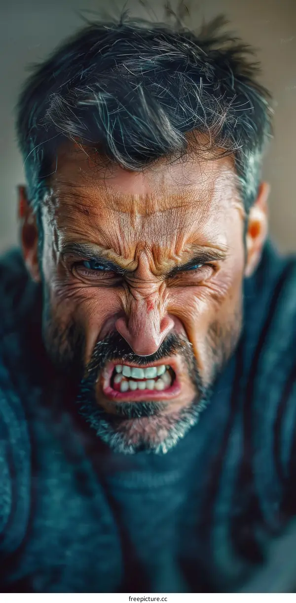 Angry Man Close Up Portrait