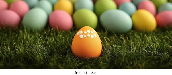 Colorful Easter Eggs on Green Grass