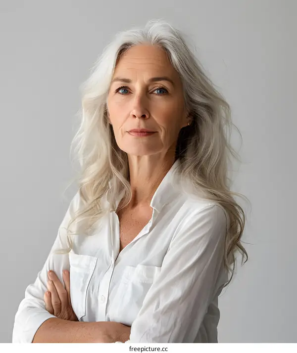 Portrait of a confident senior woman with grey hair