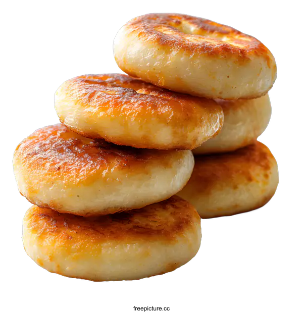 [Transparent Background PNG]Stack of fried potato pancakes on white background