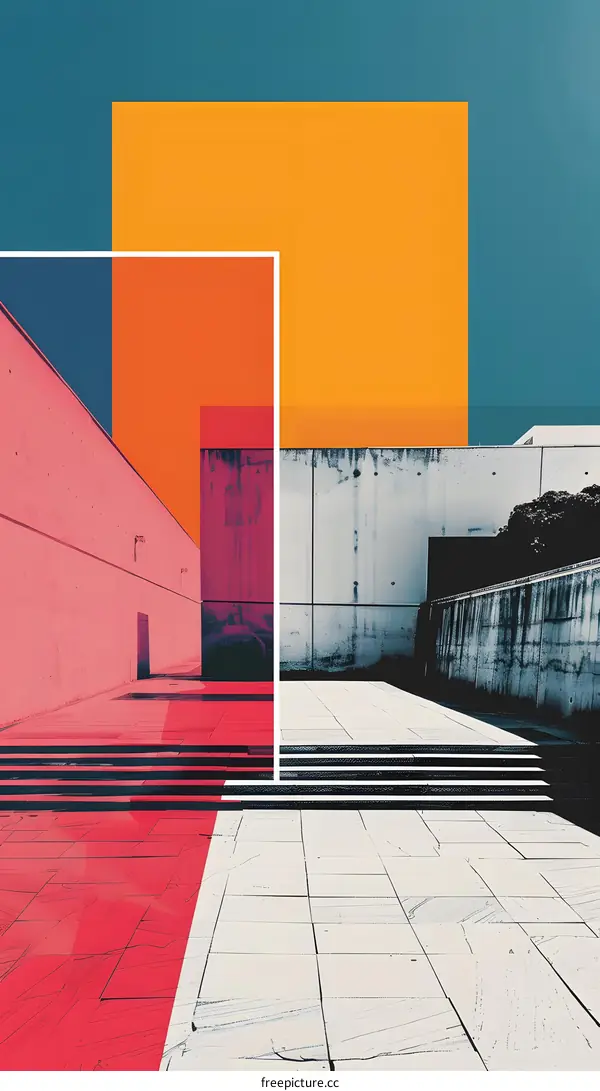 Abstract Architecture Art With Geometric Shapes and Colors