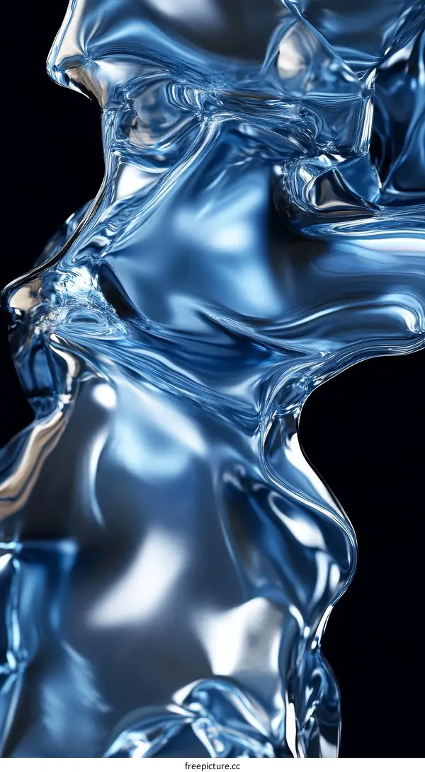 Abstract Liquid Flowing Blue Liquid Art