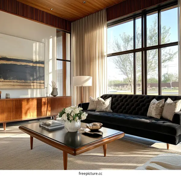 Modern Living Room with Large Windows