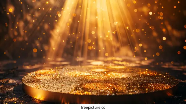 Golden glitter background with spotlight