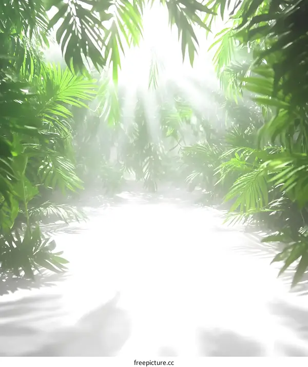 Green Leaves and Sunshine in Tropical Jungle