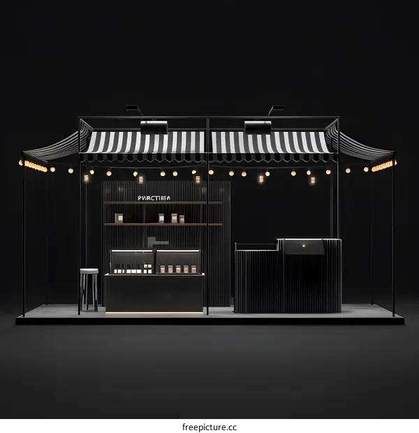 Black and White Striped Awning Market Stall Design