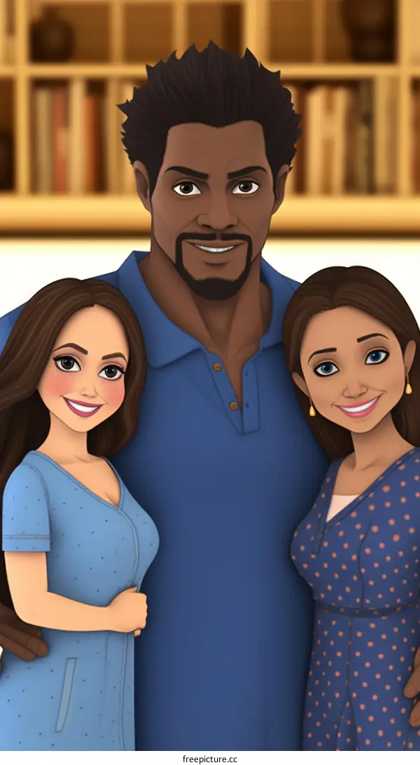 A happy family of three posing for a picture