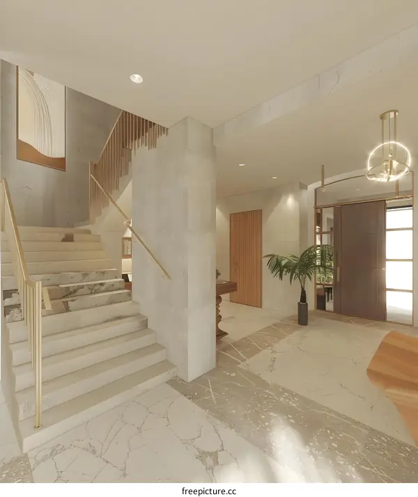 Modern Interior Design Staircase and Lobby with Natural Light