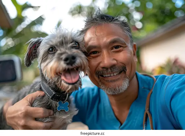 A veterinarian and his dog