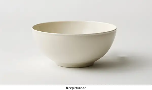 An elegant white bowl sits on a white table against a white background