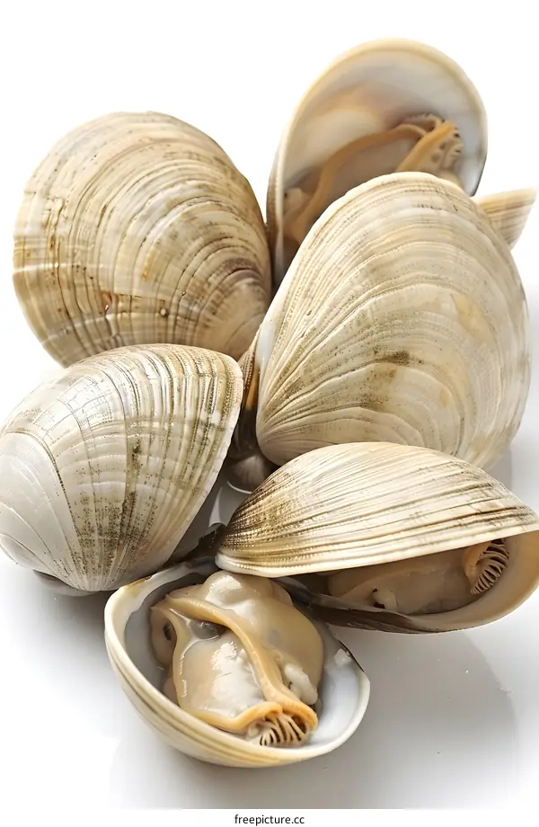 Fresh Clams on a White Background