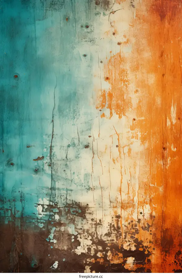 Blue and orange wooden wall texture background