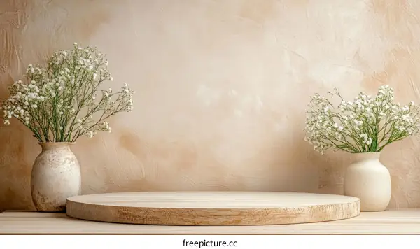 Elegant Floral Display on Wooden Platform