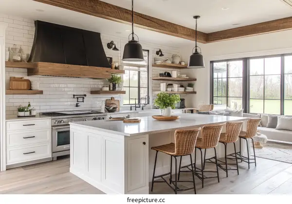Modern Farmhouse Kitchen Design with Open Concept