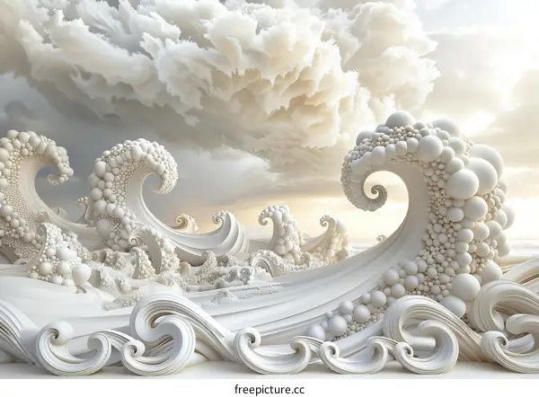 Abstract White Wave Landscape
