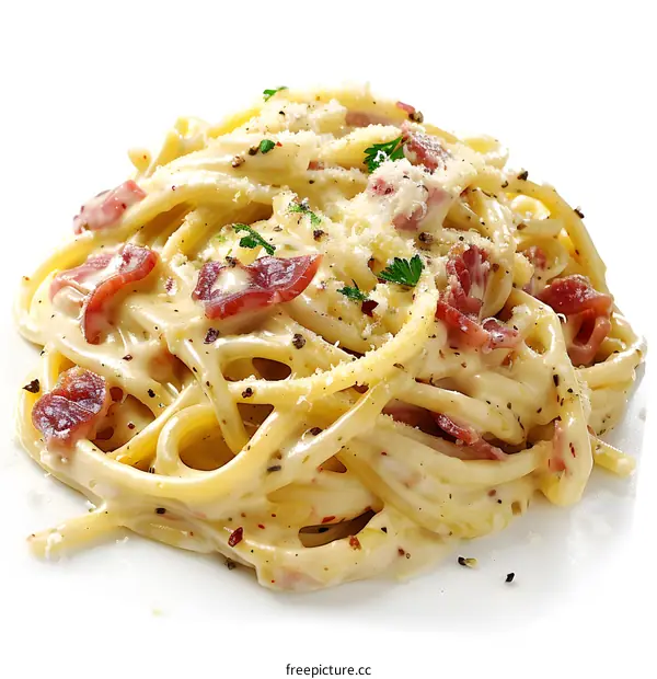 A plate of pasta carbonara