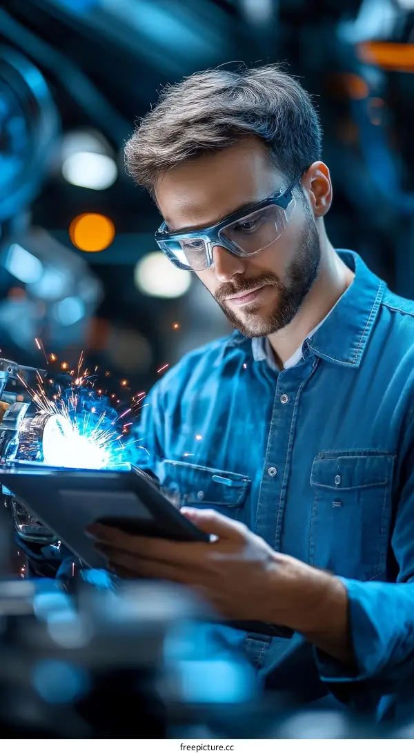 Industrial Worker Reviewing Technical Documents