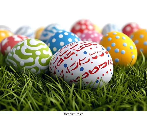Colorful Easter Eggs in Grass