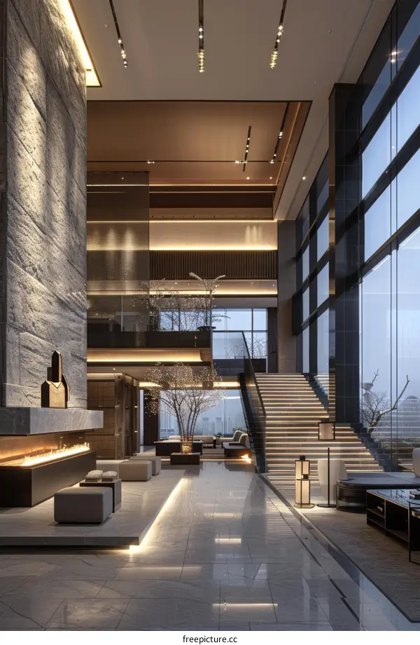 Modern Hotel Lobby with Elegant Design
