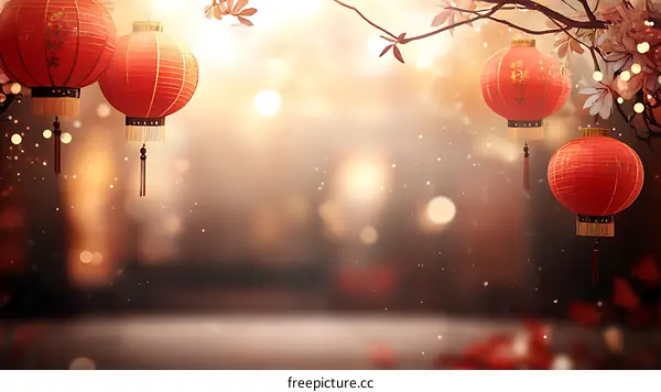 Chinese New Year Red Lanterns Festive Background