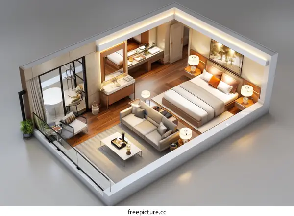 Modern Luxury Hotel Room with City View