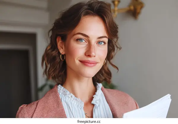 Portrait of a Woman Holding Papers