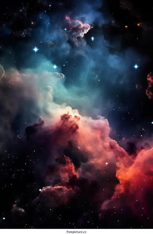 Interstellar space clouds and stars
