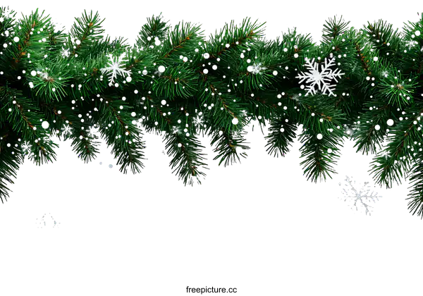 [Transparent Background PNG]Christmas Fir Branches with Snowflakes Background