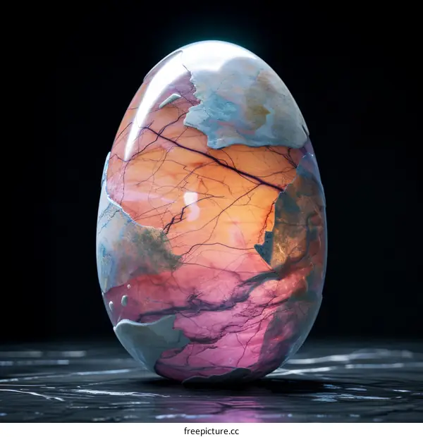 Glowing alien egg cracked open