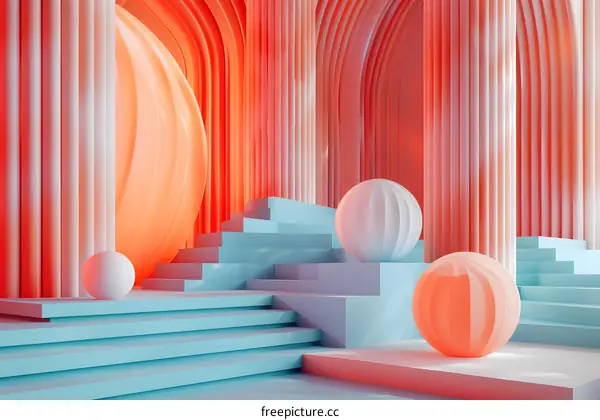 Pink and Blue Abstract Stairway