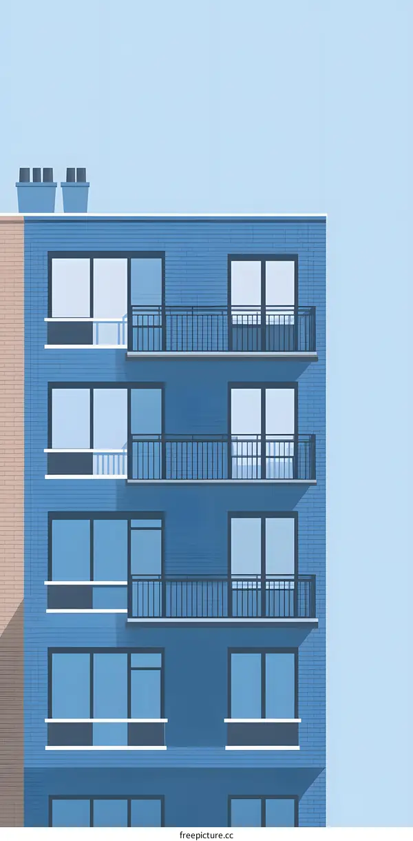 Minimalist Blue Apartment Building Illustration