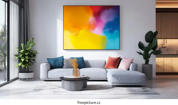 Modern Living Room Interior Design with Abstract Painting
