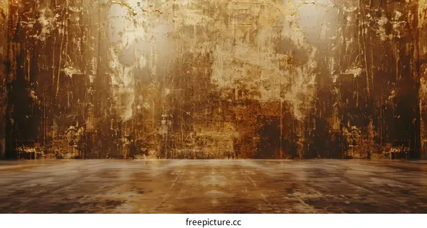 Golden grunge wall and floor background texture